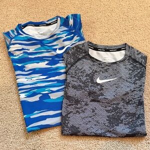 Nike Pro Kids Blue and Gray Camo Tees Youth Medium Lot